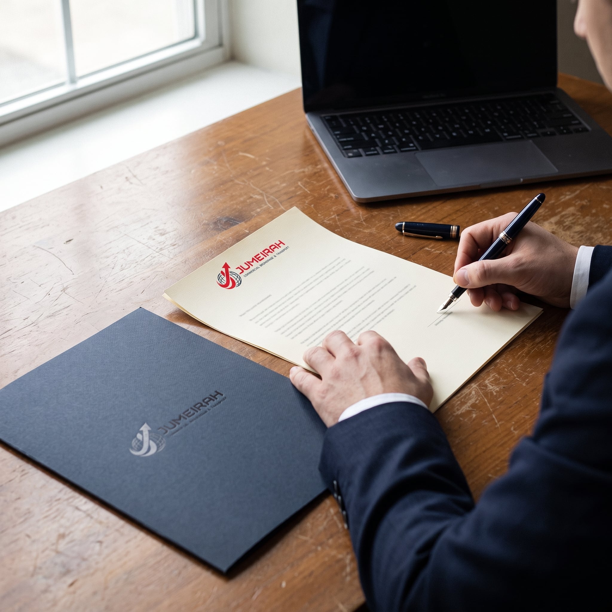 A commercial agreement on Jumeirah letterhead being signed.